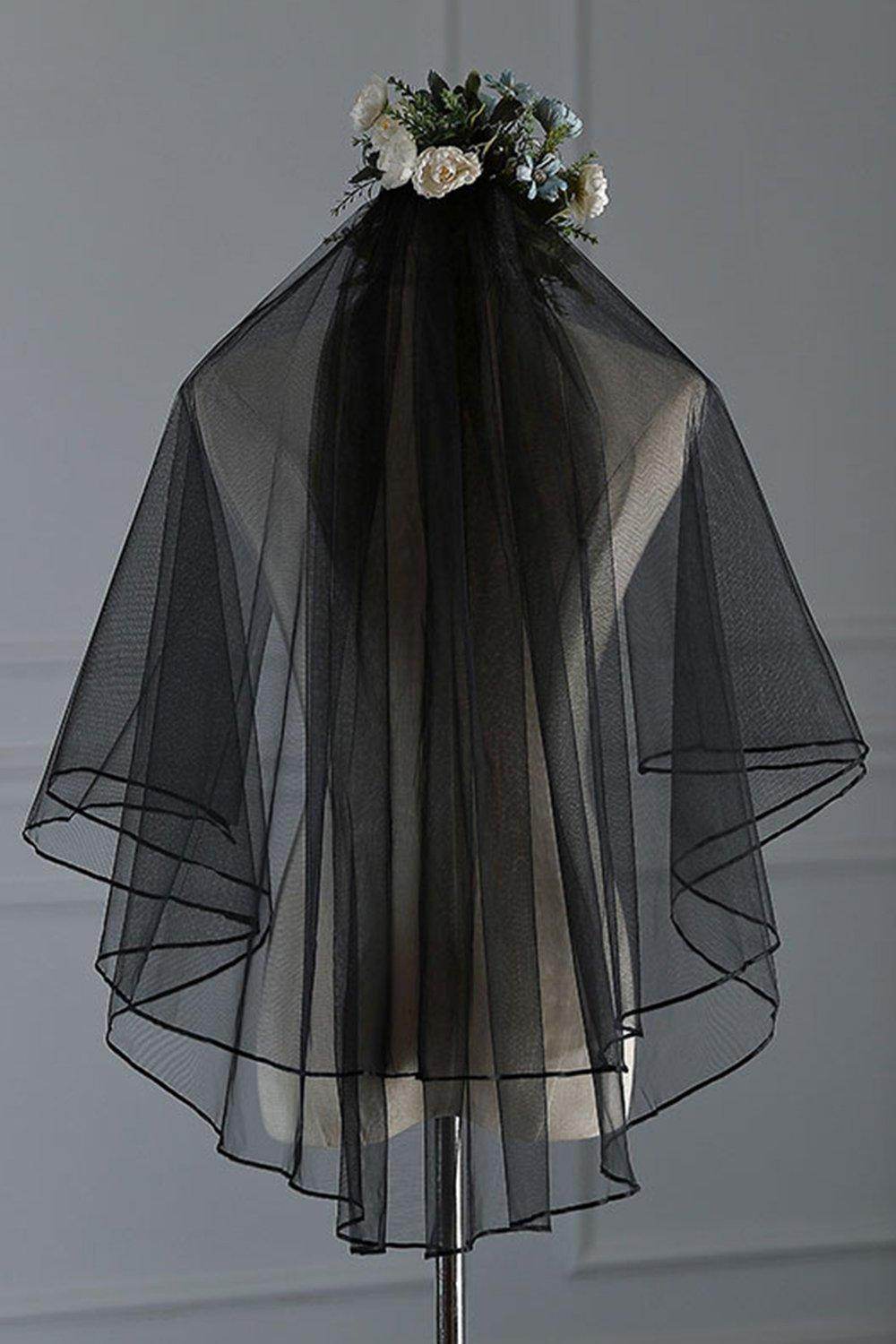 Two-tier Ribbon Edge Tulle Hip Veils with CV0344 - COCOMELODY